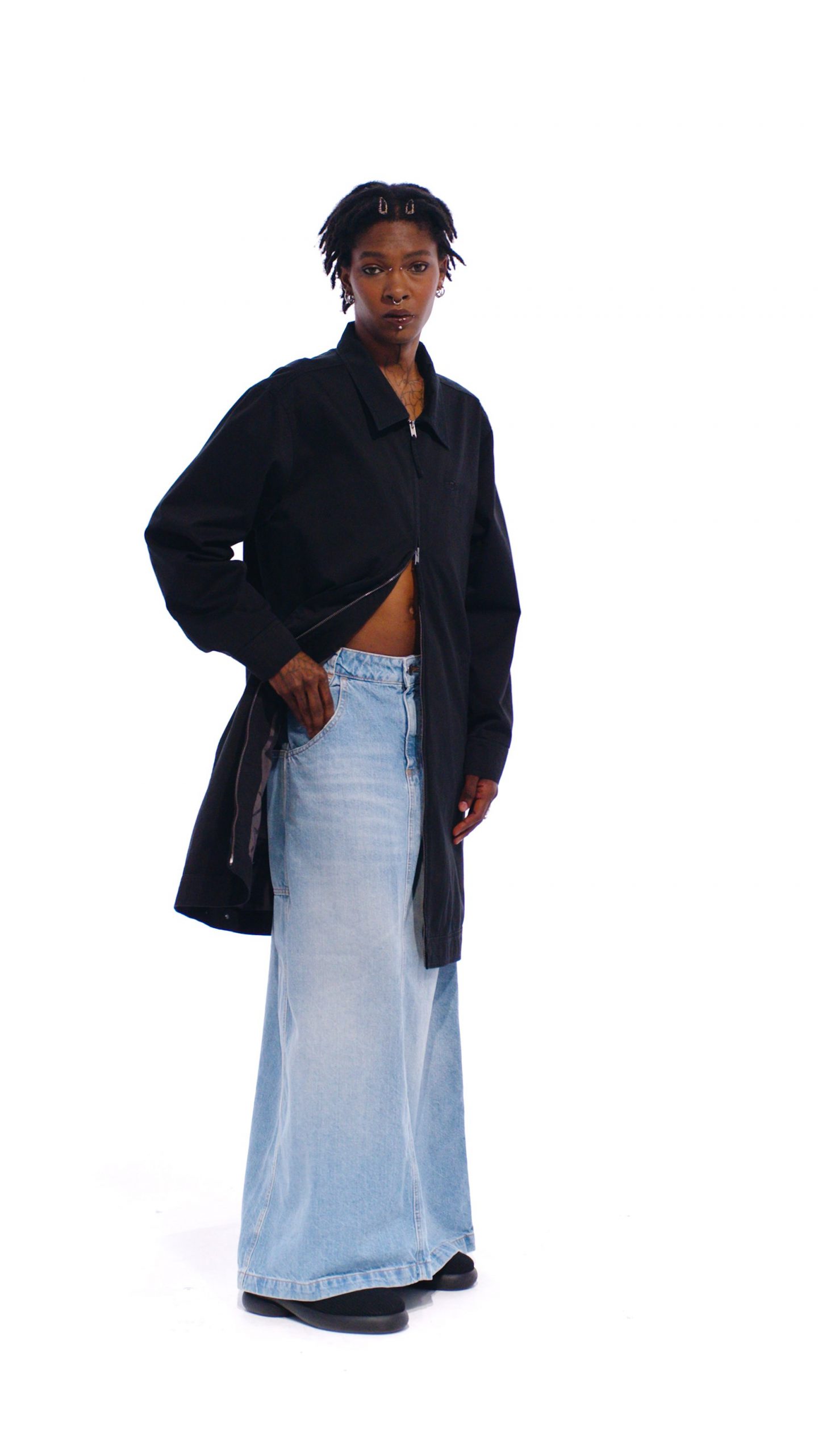 Polo_WW_Long-Work-Jacket-BLACK___Long-Jean-Skirt-LIGHTBLUE_9x16-R