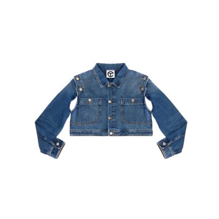 Cropped Detachable Jean Jacket - Blue