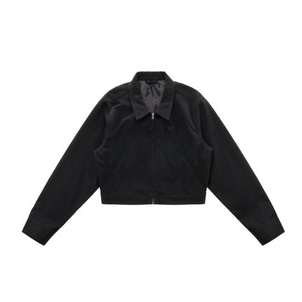 Cropped Work Jacket - Black
