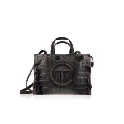 Medium Denim Shopper  | Distressed Black