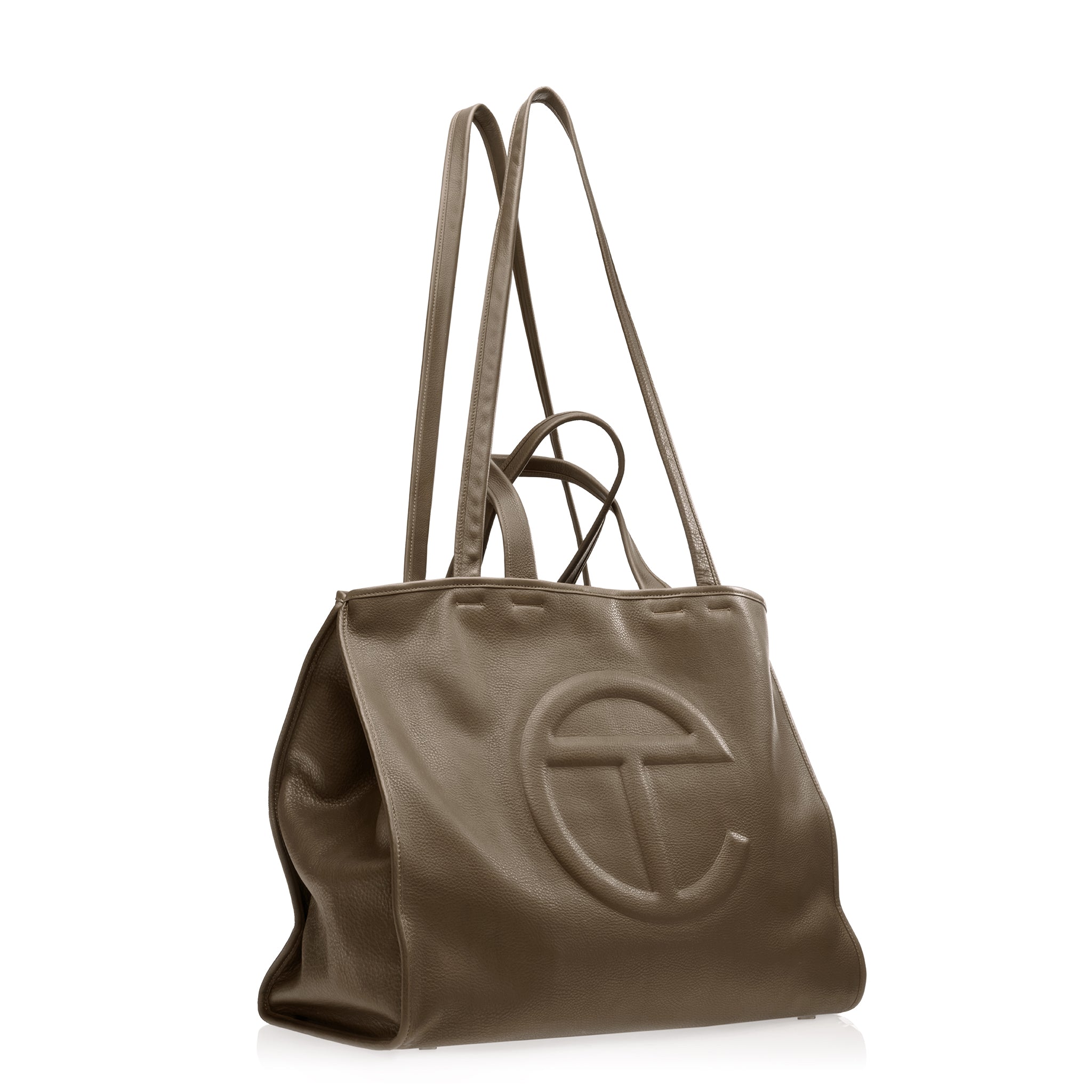 TELFAR-LARGE-CARRY-BAG-UMBER-STRAP-SNAPPPED
