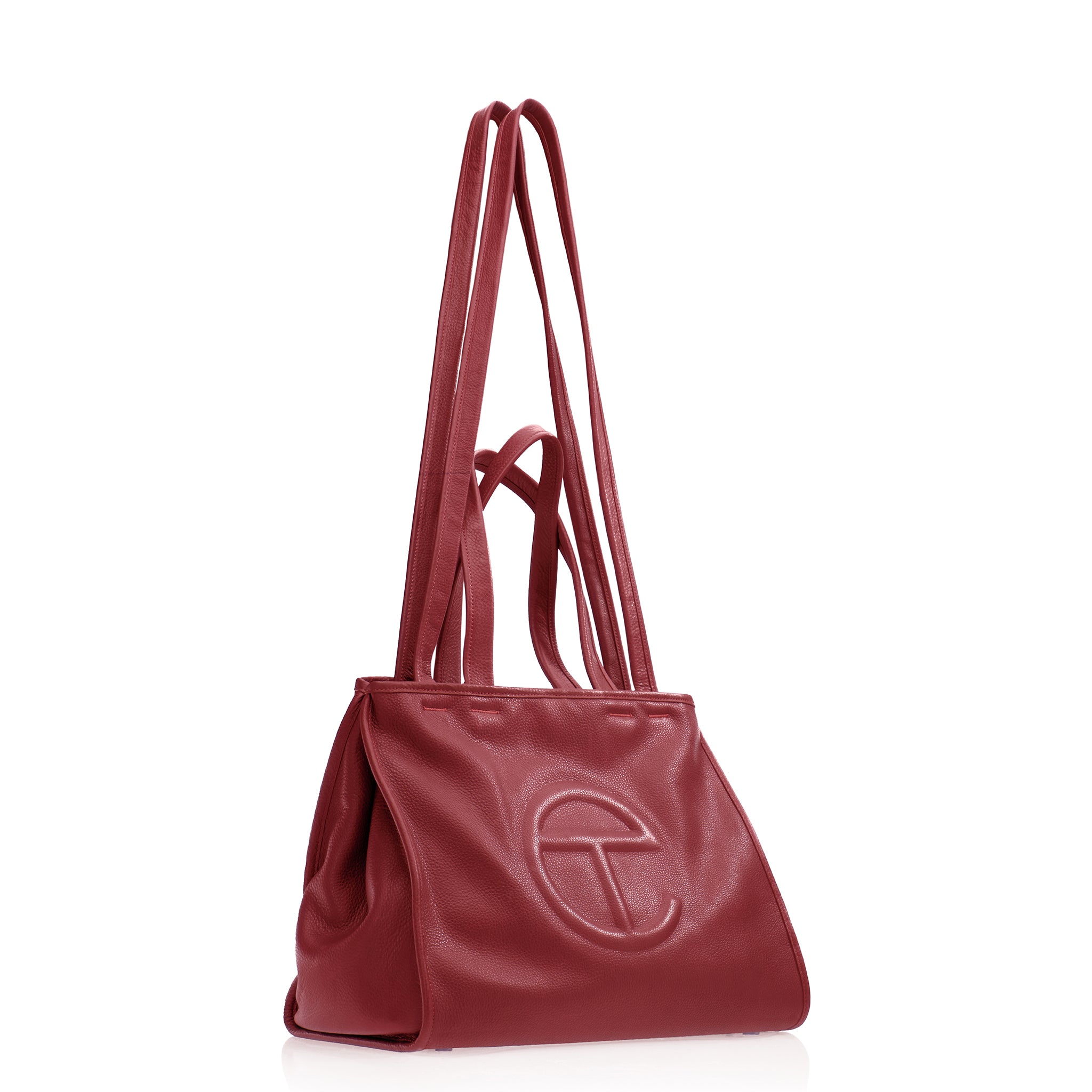TELFAR-MEDIUM-CARRY-BAG-OXBLOOD-STRAP-SNAPPED