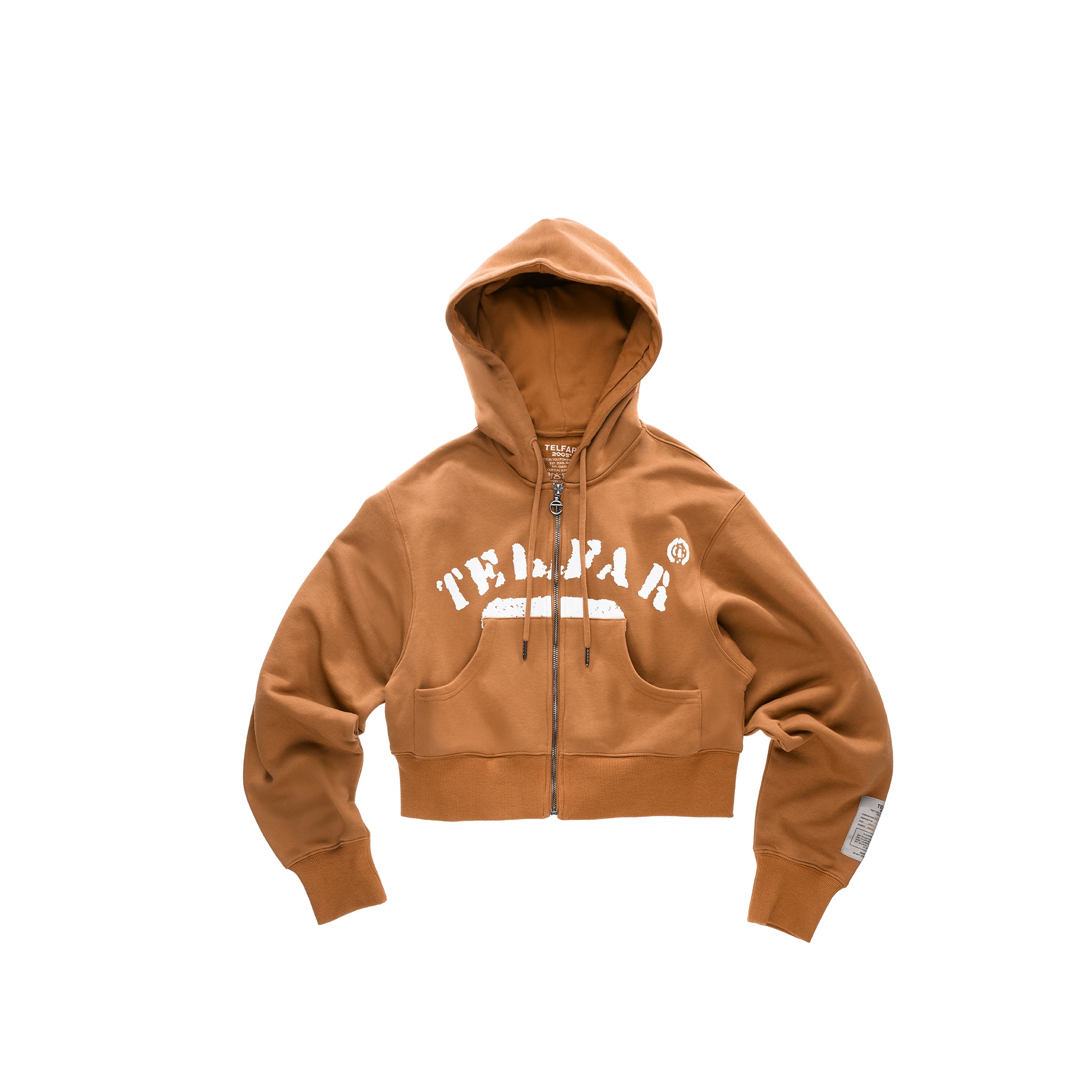 TELFAR-NYC-CROP-ZIP-UP-HOODIE-BROWN-FRONT-7