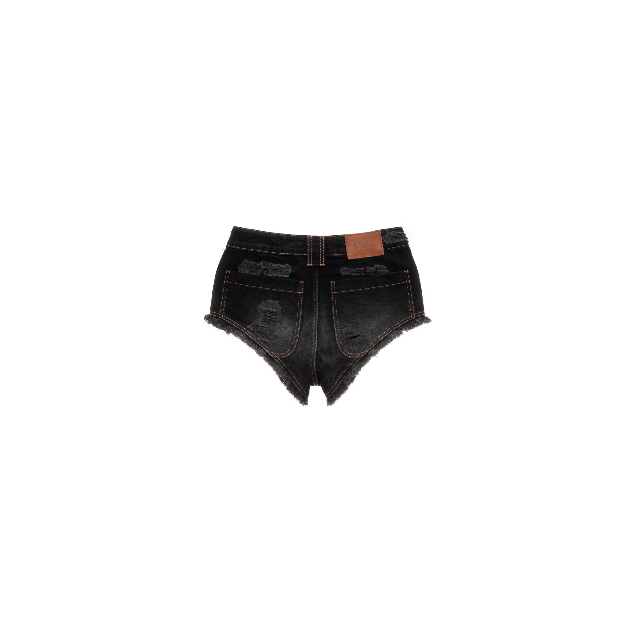 TELFAR-POOM-POOM-JEAN-SHORT-DISTRESSED-BLACK-BACK