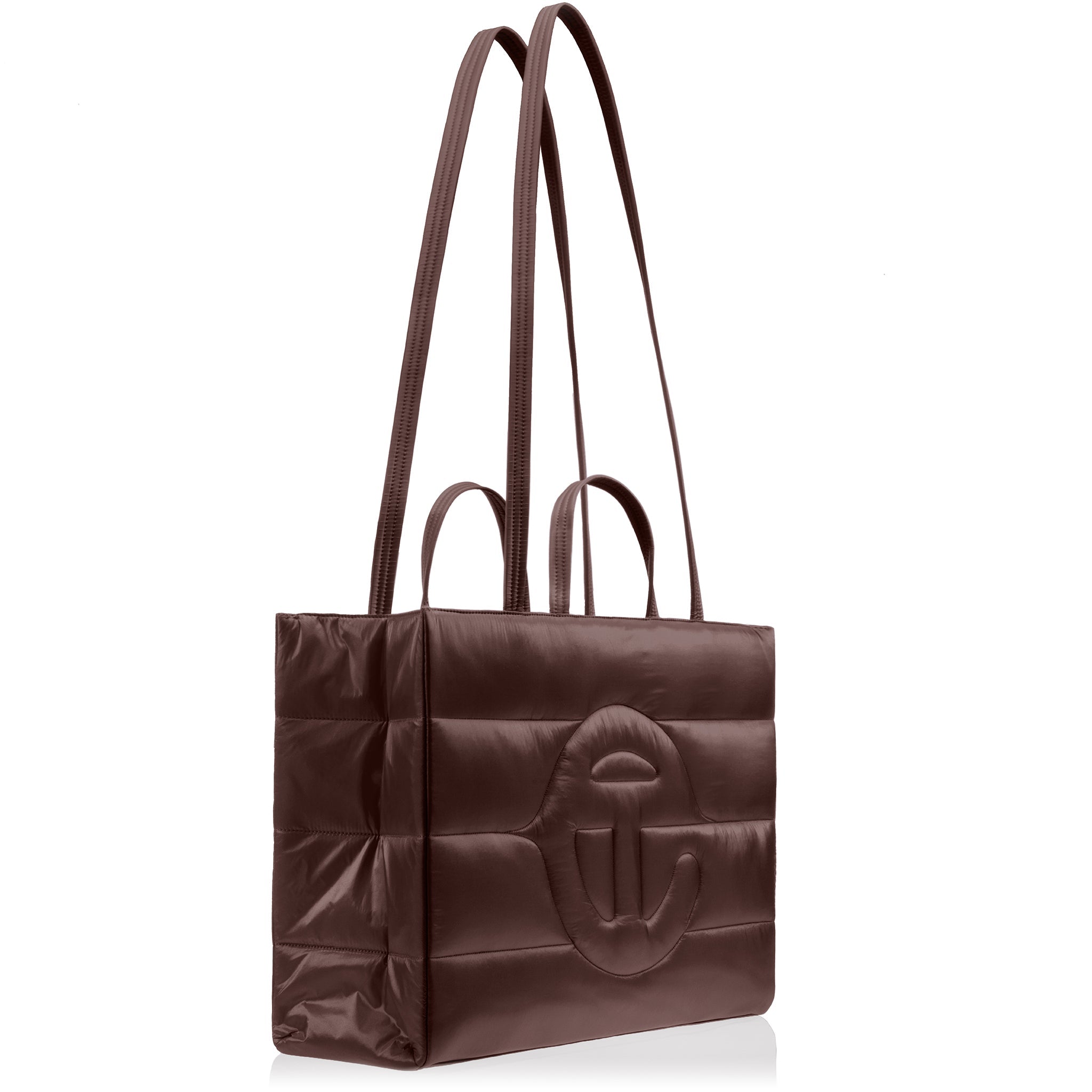 TELFAR-PUFF-LARGE-SHOPPER-CHOCOLATE-SIDE