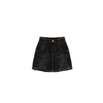 Short Jean Skirt - Distressed Black