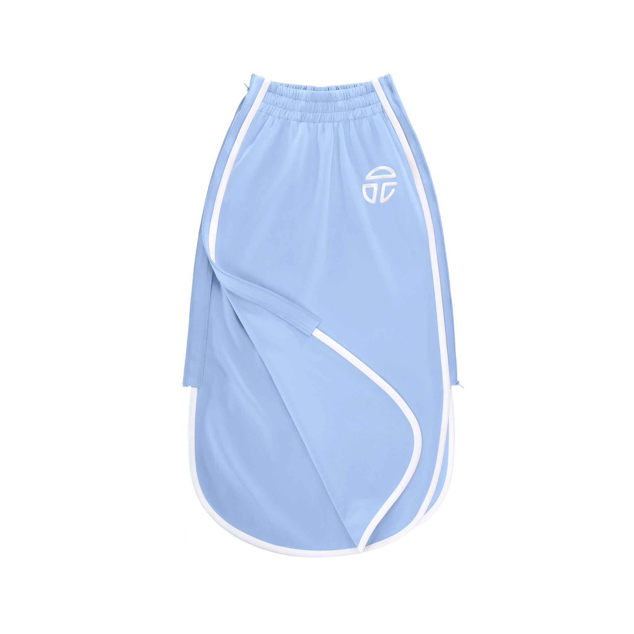 TELFAR-TRACK-LONG-SKIRT-BABY-BLUE-FRONT-UNZIPPED