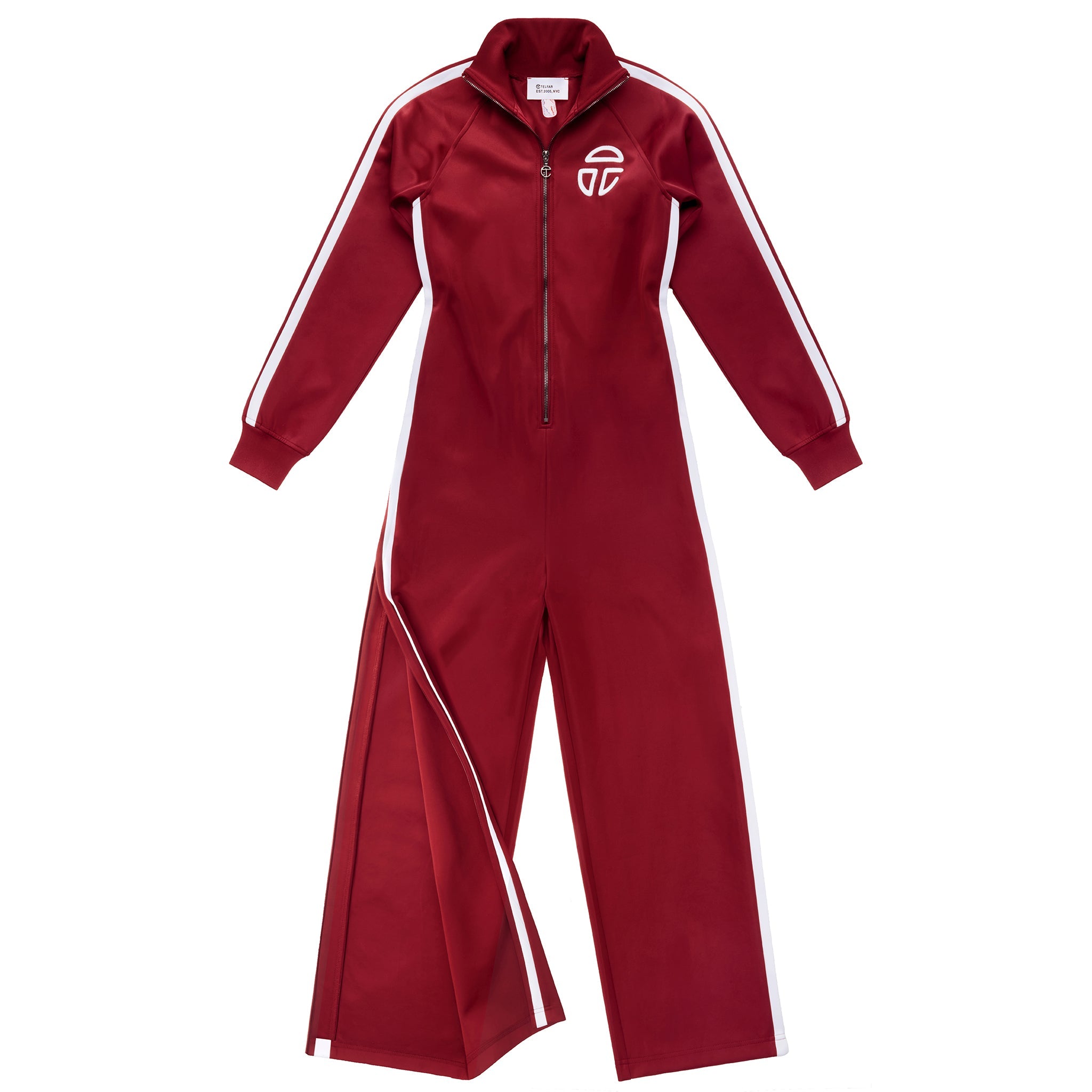 TELFAR-TRACK-LONG-SLEEVE-JUMPSUIT-OXBLOOD-FRONT-UNZIPPED