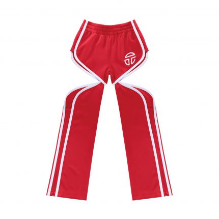Thigh-Hole Track Pant - Red